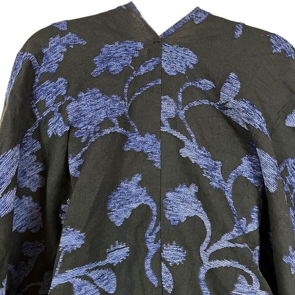 Chicos Womens Floral Chenille Jacquard Ruana Wrap Poncho Kimono Blue One Size - Picture 11 of 15